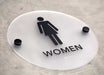 Round restroom signs with black stand offs