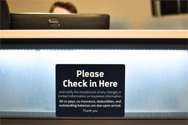 Signage For Check In Co-pay Signs | Engraved Check-in Signs — Medical Office Signs