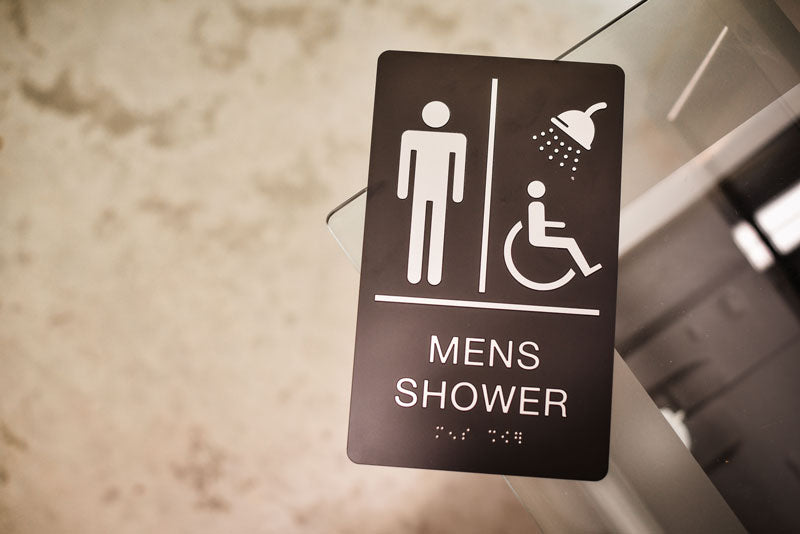 ADA SHOWER Sign with Grade 2 Braille and Tactile Text