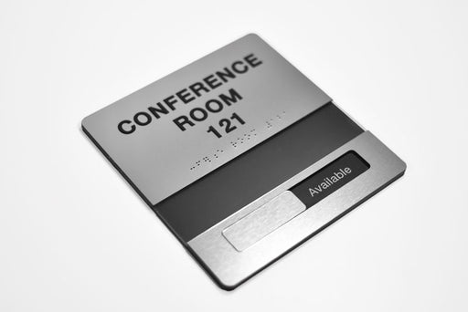Sliding ADA Braille Conference Room Signs with Tactile