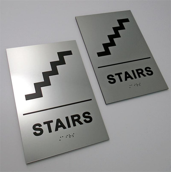 Braille Stairs Sign with Tactile Text and Graphic