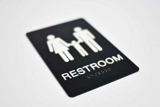 ADA Compliant Family Restroom Sign with Tactile (Raised) Text and Grade 2 Braille