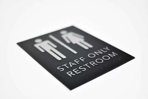 ADA Braille Staff Only Restroom Sign with Grade 2 Braille and Tactile Text