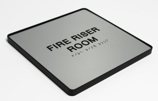 Fire Riser Room ADA Braille Sign with Frame