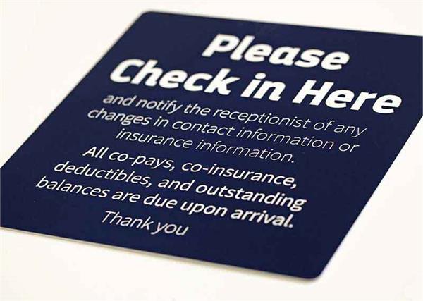 Check In Signs with Engraved Text