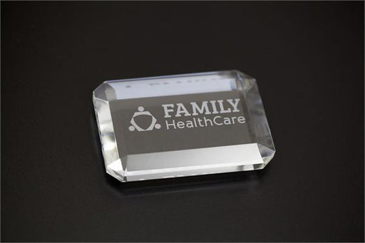 Desk Paperweight Etched Crystal