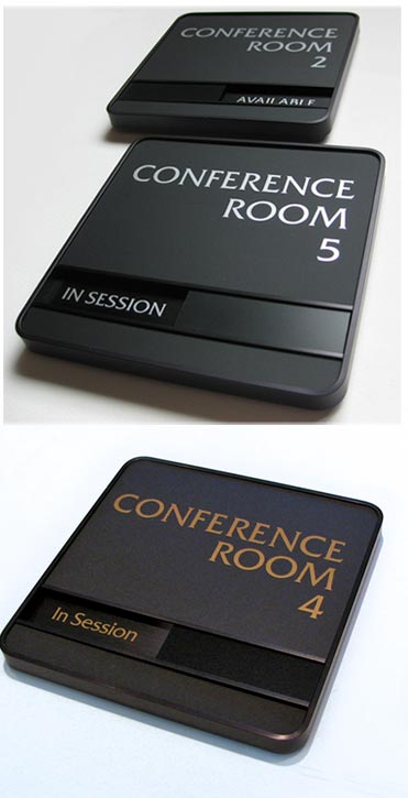 Executive conference room signs & employee availability signs | Sliding ...