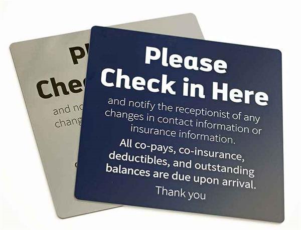 Signage For Check In Co-pay Signs | Engraved Check-in Signs — Medical Office Signs