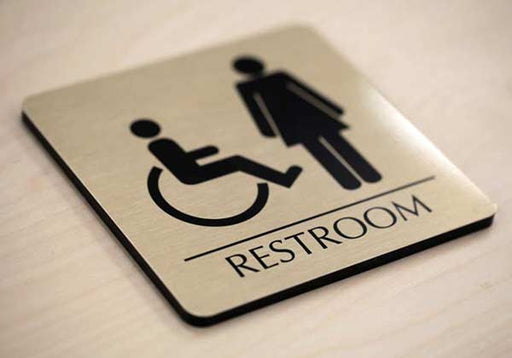 Brushed Metal Restroom Signs, Premium Quality