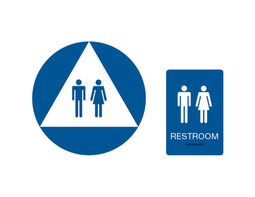 Unisex Restroom California Braille Blue with White Tactile
